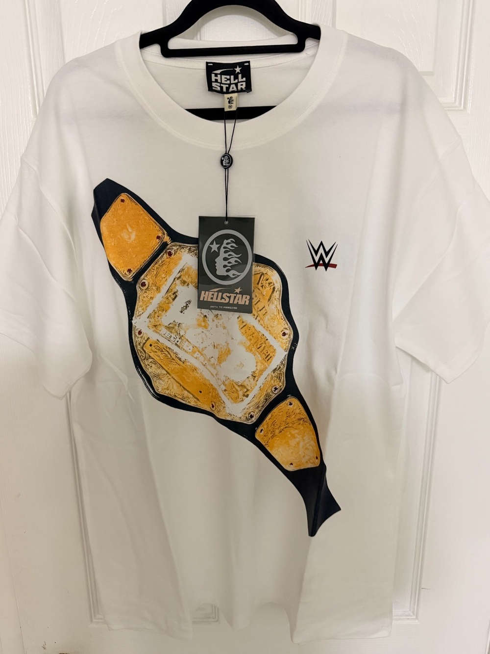 Hellstar x WWE WrestleMania Championship Belt Graphic T-Shirt White Size M NWT